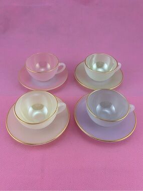 Arcopal Harlequin Tea Set x4